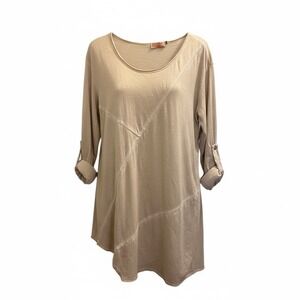 MARISIMA Made in Italy Asymmetrical Tunic Top Beige Cotton Blend Size XXL